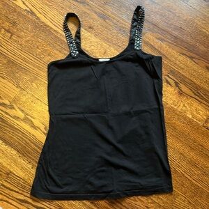 EUC Old Navy Perfect Fit Black Beaded Tank Top Large
